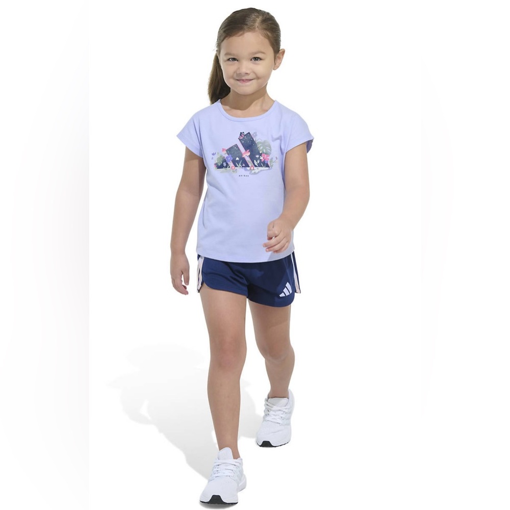 Adidas Kids Light Purple Graphic Tee